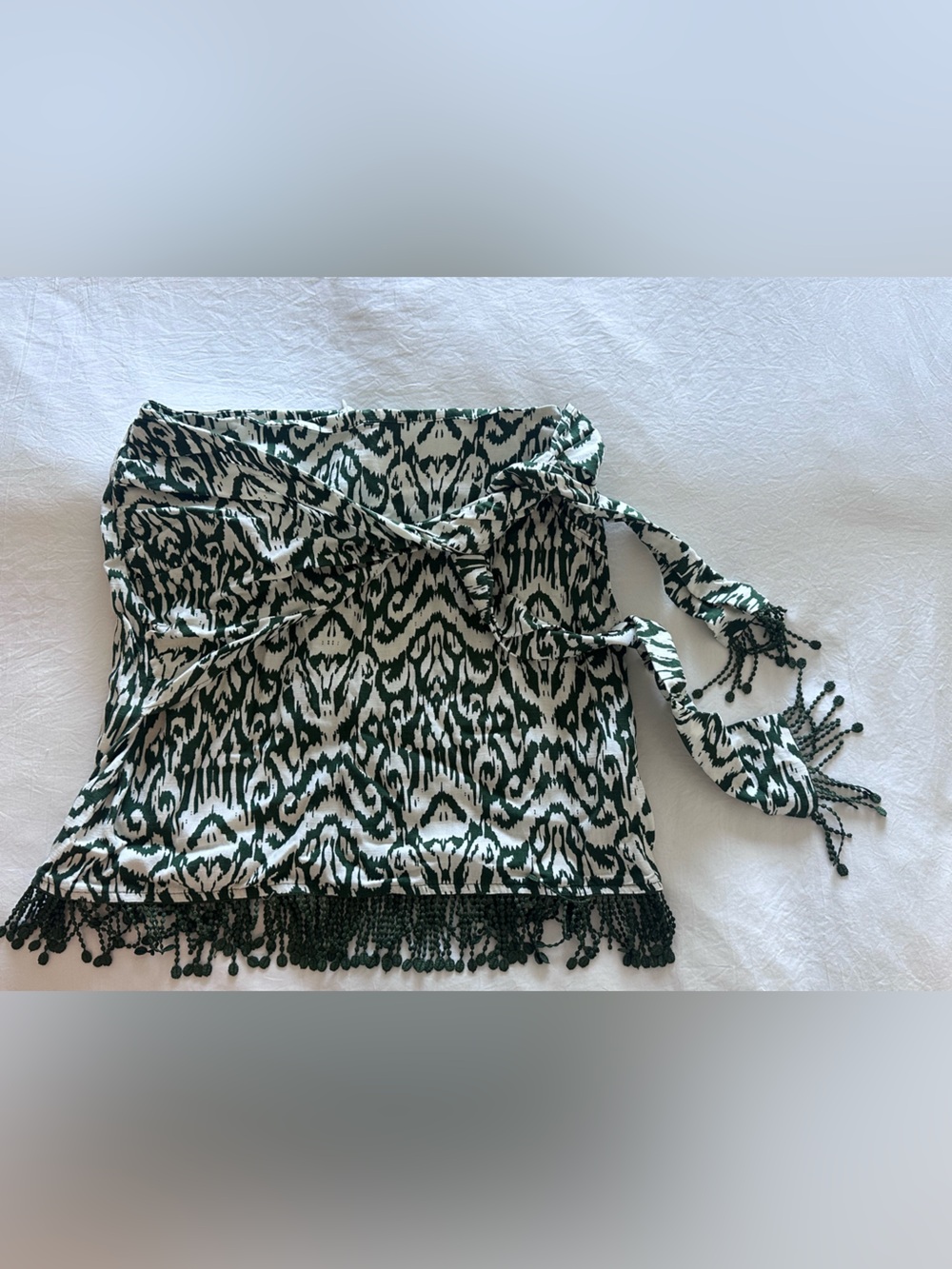 Zara Green and White tassel mini skirt